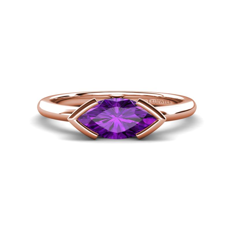 Shireen 0.89 ct Marquise Shape Amethyst (10 x 5 mm) Women V Prong Solitaire Engagement Ring 