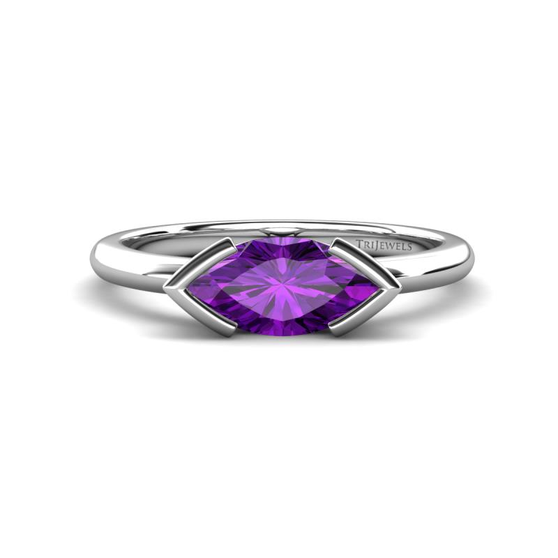 Shireen 0.89 ct Marquise Shape Amethyst (10 x 5 mm) Women V Prong Solitaire Engagement Ring 