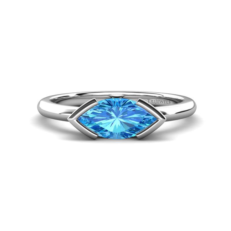 Shireen 1.27 ct Marquise Shape Blue Topaz (10 x 5 mm) Women V Prong Solitaire Engagement Ring 