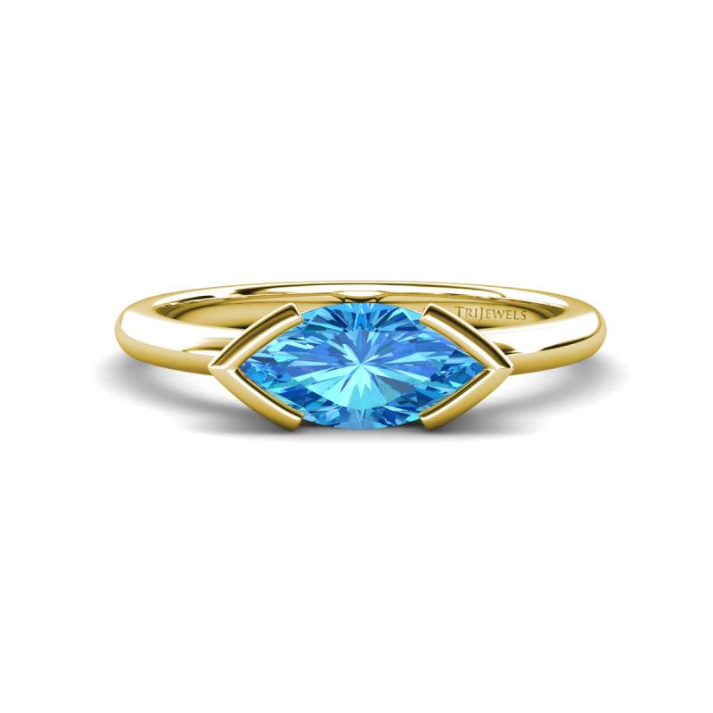 Shireen 1.27 ct Marquise Shape Blue Topaz (10 x 5 mm) Women V Prong Solitaire Engagement Ring 