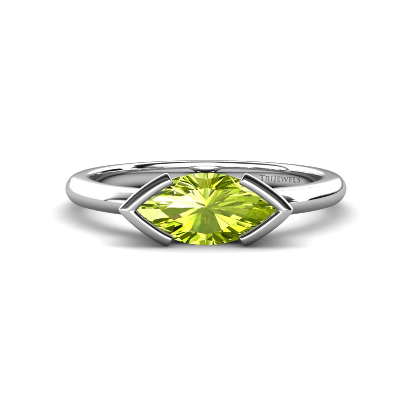 Shireen 1.12 ct Marquise Shape Peridot (10 x 5 mm) Women V Prong Solitaire Engagement Ring 