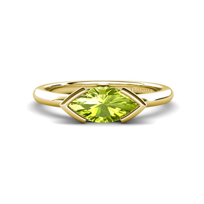 Shireen 1.12 ct Marquise Shape Peridot (10 x 5 mm) Women V Prong Solitaire Engagement Ring 