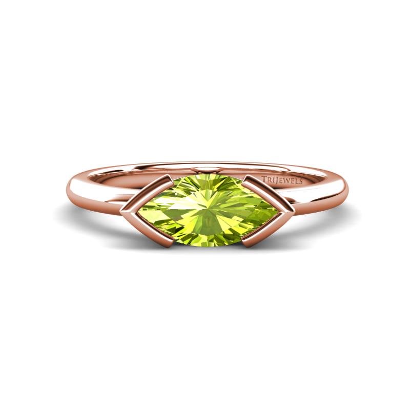 Shireen 1.12 ct Marquise Shape Peridot (10 x 5 mm) Women V Prong Solitaire Engagement Ring 
