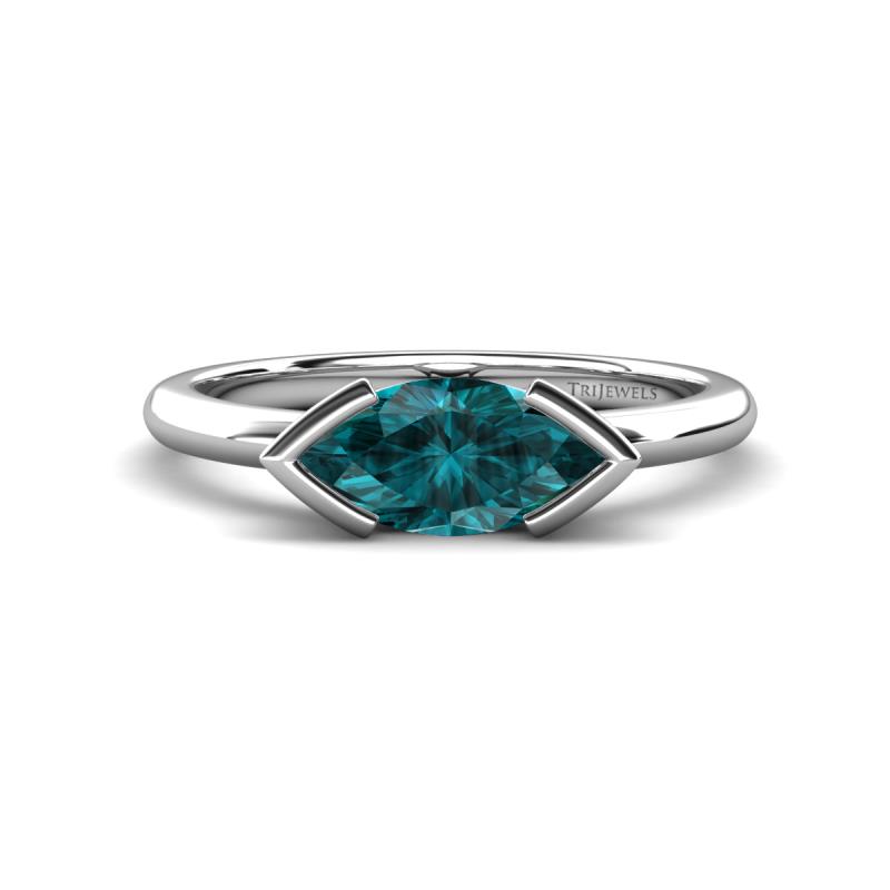 Shireen 1.36 ct Marquise Shape London Blue Topaz (10 x 5 mm) Women V Prong Solitaire Engagement Ring 