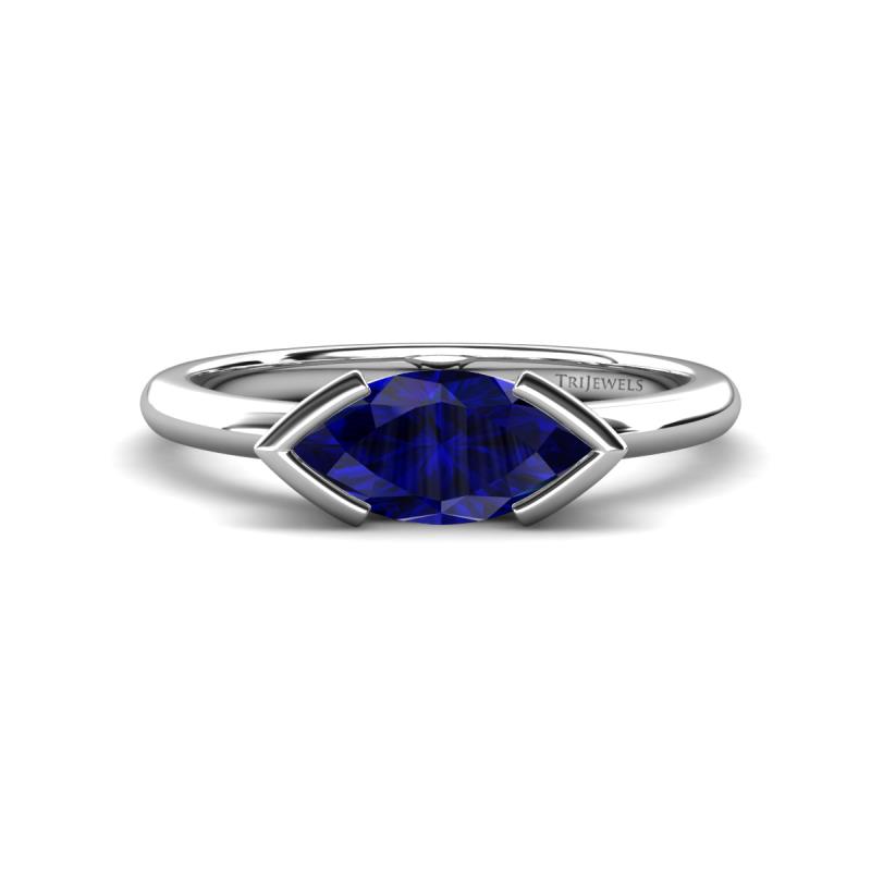 Shireen 1.40 ct Marquise Shape Created Blue Sapphire (10 x 5 mm) Women V Prong Solitaire Engagement Ring 