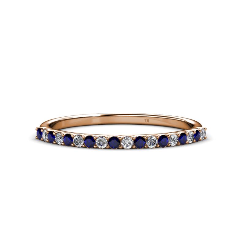 Iskra 1.50 mm Round Blue Sapphire and Lab Grown Diamond 18 Stone Wedding Band 