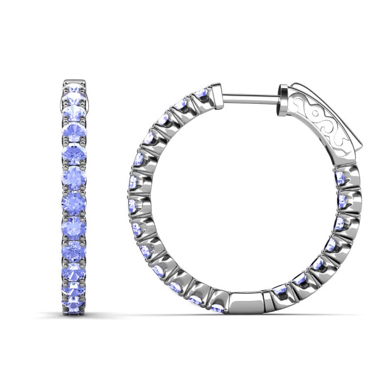 Melissa 1.80 ctw (2.30 mm) Inside Outside Round Tanzanite Eternity Hoop Earrings 