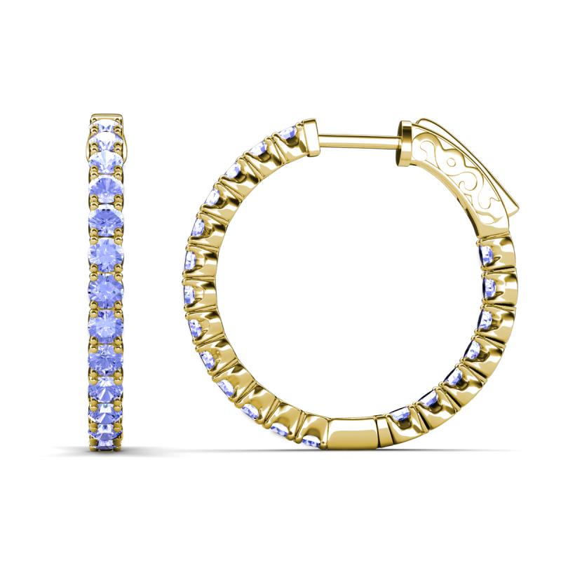 Melissa 1.80 ctw (2.30 mm) Inside Outside Round Tanzanite Eternity Hoop Earrings 