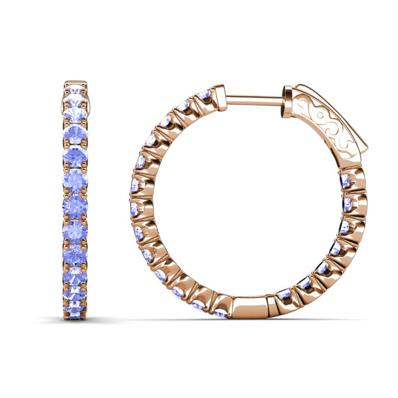 Melissa 1.80 ctw (2.30 mm) Inside Outside Round Tanzanite Eternity Hoop Earrings 