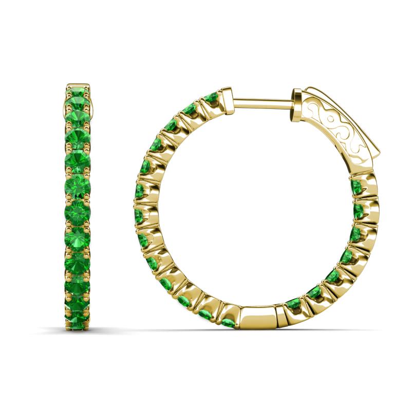 Melissa 2.10 ctw (2.30 mm) Inside Outside Round Green Garnet Eternity Hoop Earrings 
