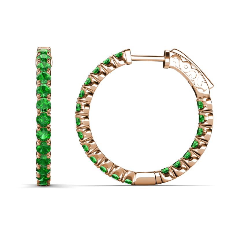 Melissa 2.10 ctw (2.30 mm) Inside Outside Round Green Garnet Eternity Hoop Earrings 