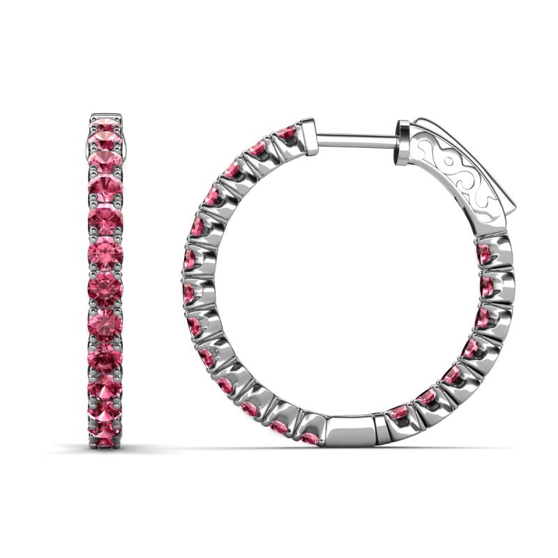 Melissa 2.00 ctw (2.30 mm) Inside Outside Round Pink Tourmaline Eternity Hoop Earrings 