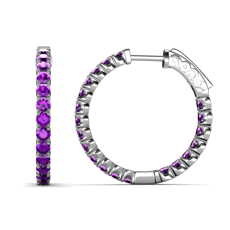 Melissa 1.20 ctw (2.30 mm) Inside Outside Round Amethyst Eternity Hoop Earrings 