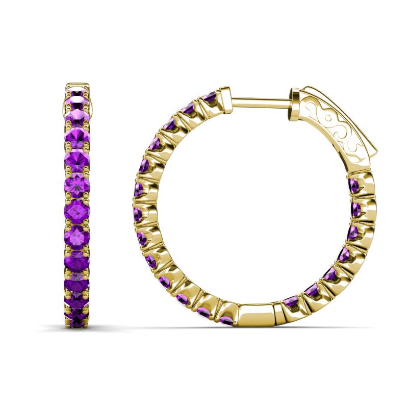 Melissa 1.20 ctw (2.30 mm) Inside Outside Round Amethyst Eternity Hoop Earrings 