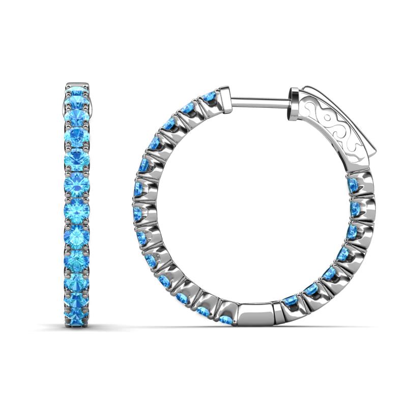 Melissa 1.80 ctw (2.30 mm) Inside Outside Round Blue Topaz Eternity Hoop Earrings 