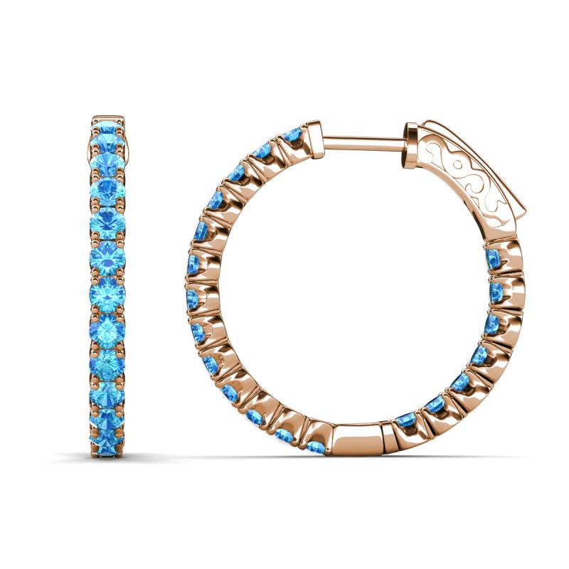 Melissa 1.80 ctw (2.30 mm) Inside Outside Round Blue Topaz Eternity Hoop Earrings 