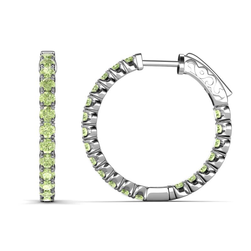 Melissa 2.00 ctw (2.30 mm) Inside Outside Round Peridot Eternity Hoop Earrings 