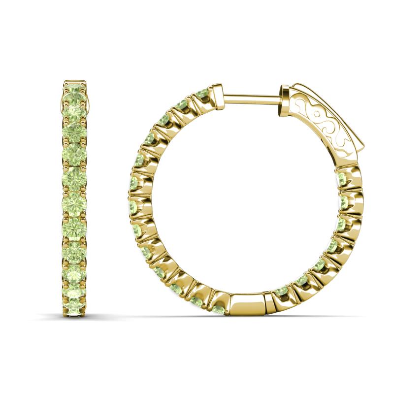 Melissa 2.00 ctw (2.30 mm) Inside Outside Round Peridot Eternity Hoop Earrings 