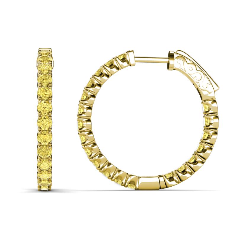 Melissa 2.00 ctw (2.30 mm) Inside Outside Round Yellow Sapphire Eternity Hoop Earrings 