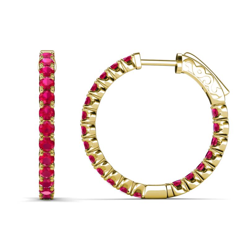 Melissa 2.00 ctw (2.30 mm) Inside Outside Round Ruby Eternity Hoop Earrings 