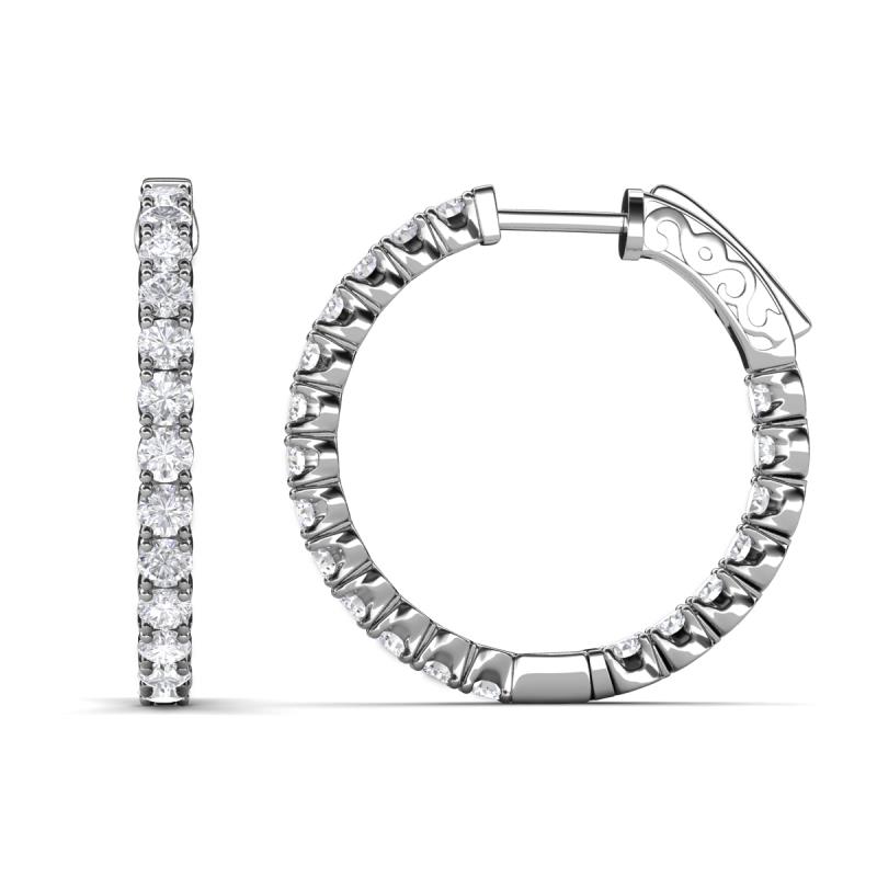 Melissa 1.89 ctw (2.30 mm) Inside Outside Round White Sapphire Eternity Hoop Earrings 