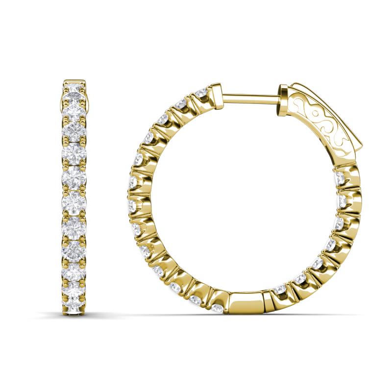 Melissa 1.89 ctw (2.30 mm) Inside Outside Round White Sapphire Eternity Hoop Earrings 