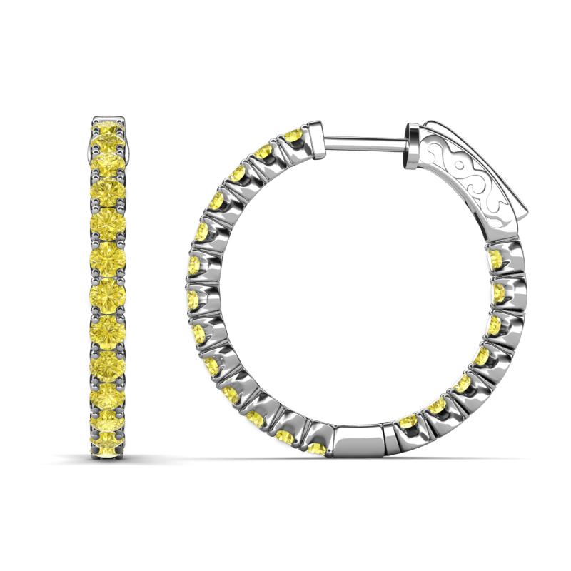 Melissa 2.00 ctw (2.30 mm) Inside Outside Round Yellow Diamond Eternity Hoop Earrings 