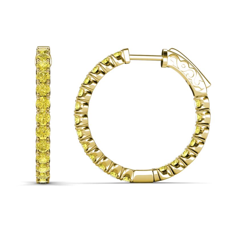 Melissa 2.00 ctw (2.30 mm) Inside Outside Round Yellow Diamond Eternity Hoop Earrings 