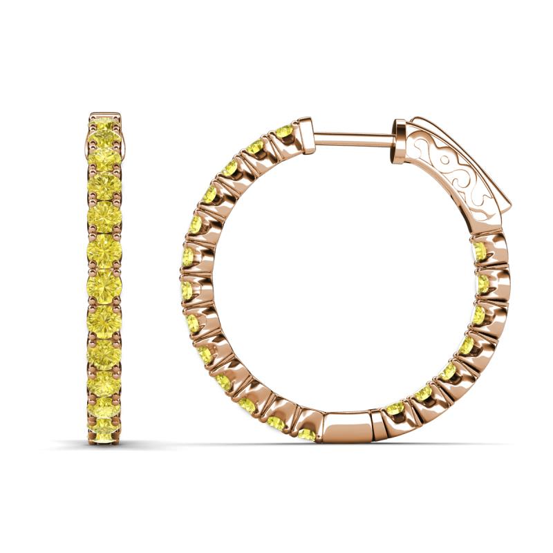 Melissa 2.00 ctw (2.30 mm) Inside Outside Round Yellow Diamond Eternity Hoop Earrings 