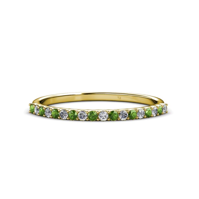 Iskra 1.50 mm Round Green Garnet and Diamond 18 Stone Wedding Band 