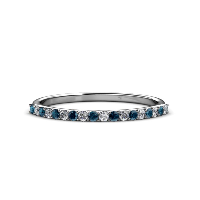Iskra 1.50 mm Round Blue Diamond and White Diamond 18 Stone Wedding Band 