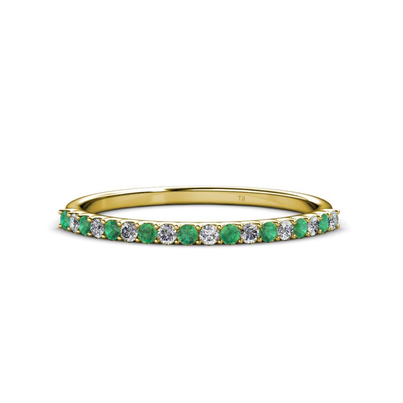 Iskra 1.50 mm Round Emerald and Diamond 18 Stone Wedding Band 