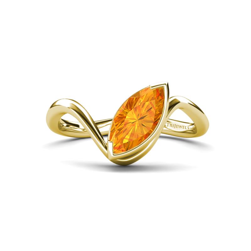Oceara 0.90 ct Marquise Shape Citrine Women Wave Solitaire Engagement Ring 
