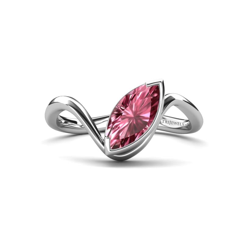Oceara 1.05 ct Marquise Shape Pink Tourmaline Women Wave Solitaire Engagement Ring 