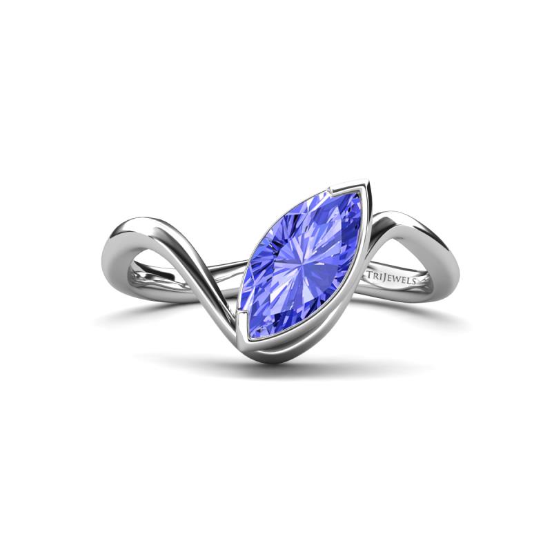 Oceara 1.15 ct Marquise Shape Tanzanite Women Wave Solitaire Engagement Ring 