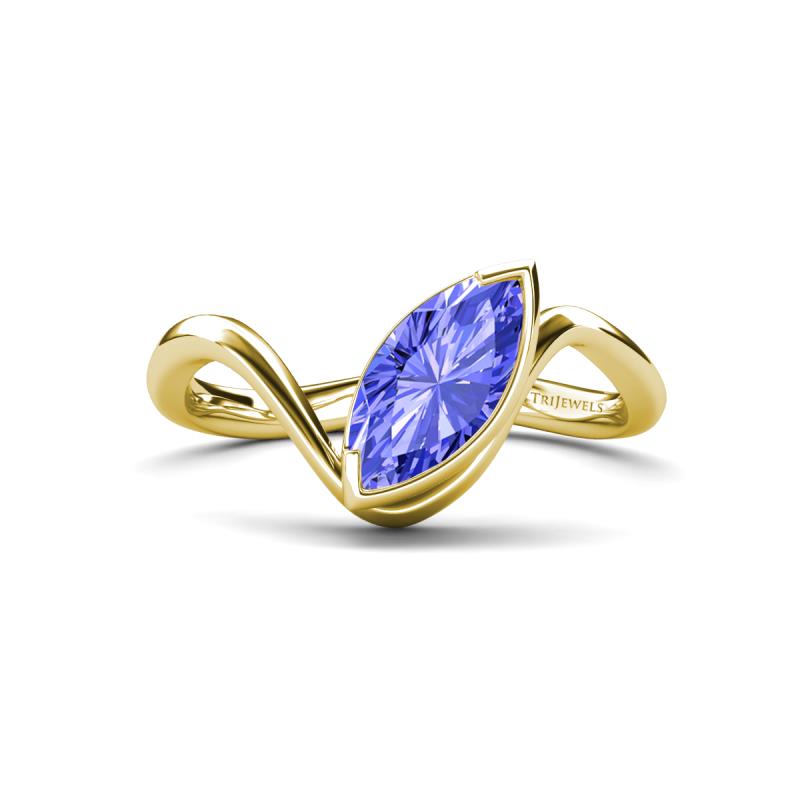 Oceara 1.15 ct Marquise Shape Tanzanite Women Wave Solitaire Engagement Ring 