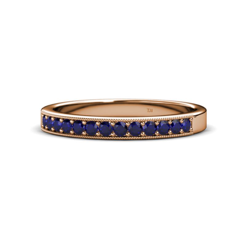 Janice 2.00 mm Round Blue Sapphire 13 Stone Wedding Band 