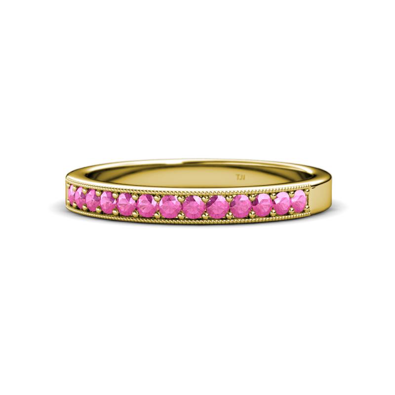 Janice 2.00 mm Round Pink Sapphire 13 Stone Wedding Band 