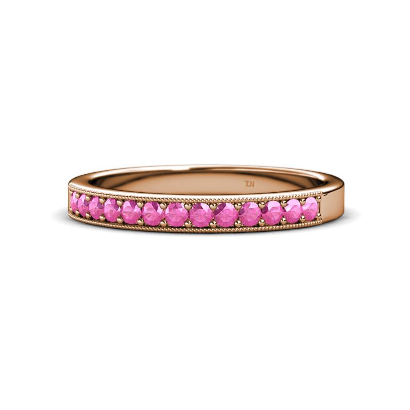 Janice 2.00 mm Round Pink Sapphire 13 Stone Wedding Band 