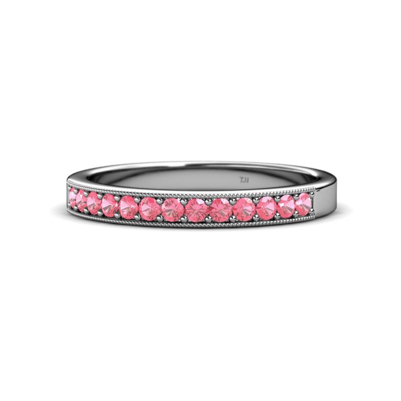 Janice 2.00 mm Round Pink Tourmaline 13 Stone Wedding Band 