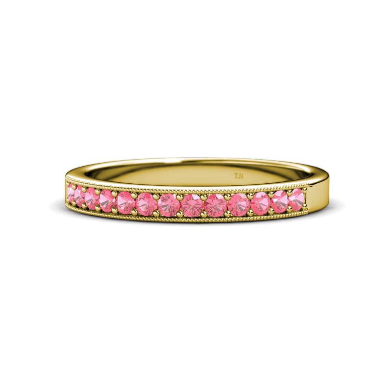 Janice 2.00 mm Round Pink Tourmaline 13 Stone Wedding Band 