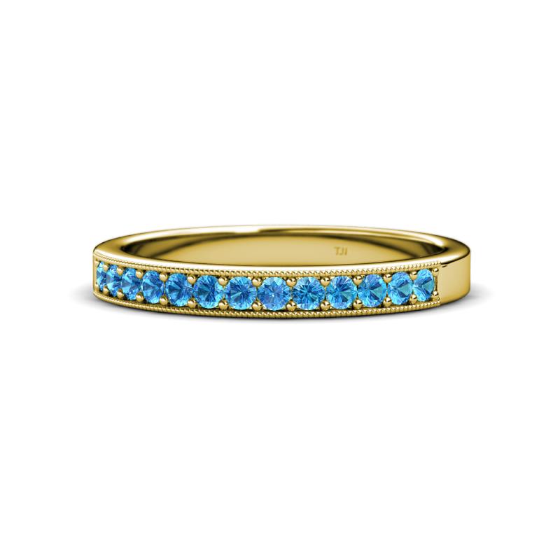 Janice 2.00 mm Round Blue Topaz 13 Stone Wedding Band 