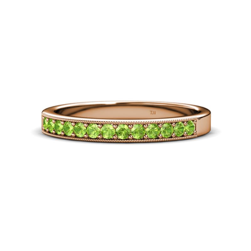 Janice 2.00 mm Round Peridot 13 Stone Wedding Band 