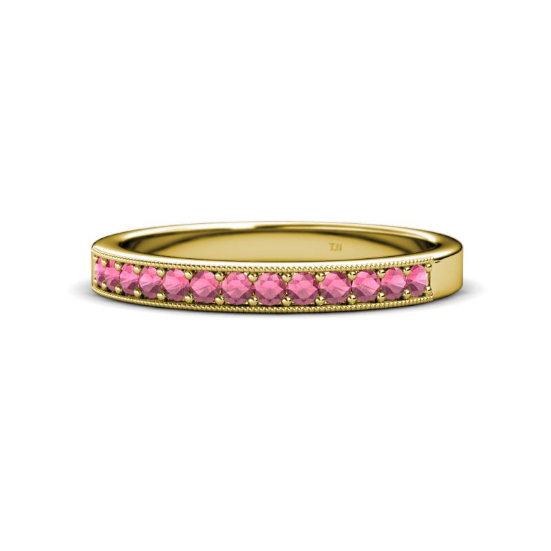 Janice 2.00 mm Round Rhodolite Garnet 13 Stone Wedding Band 