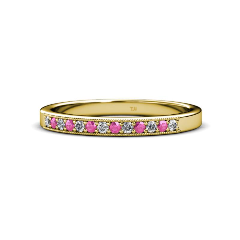 Janice Pink Sapphire and Diamond Wedding Band 