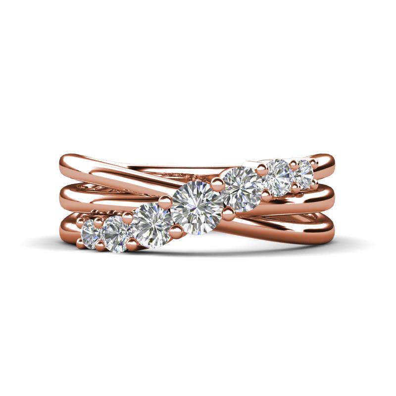 Miesha 0.53 ctw Natural Diamond Crossover 7 Stone Wedding Band 