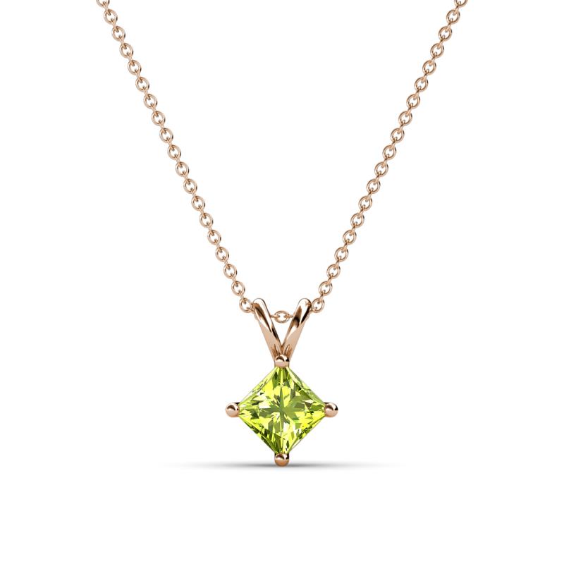 Jassiel 5.00 mm Princess Cut Peridot Double Bail Solitaire Pendant Necklace 