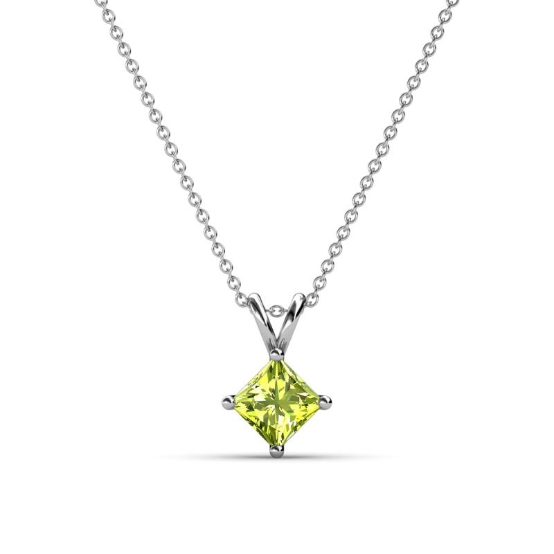 Jassiel 5.00 mm Princess Cut Peridot Double Bail Solitaire Pendant Necklace 