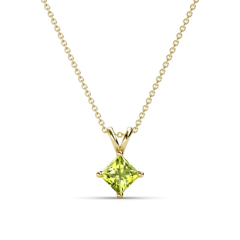 Jassiel 5.00 mm Princess Cut Peridot Double Bail Solitaire Pendant Necklace 