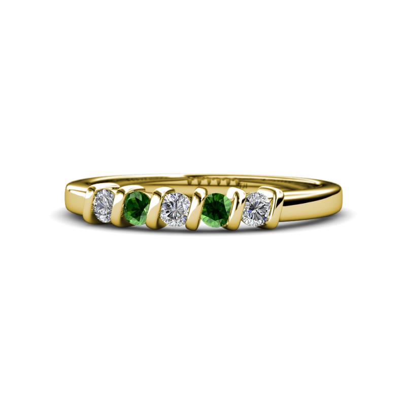 Talia Green Garnet and Diamond Wedding Band 